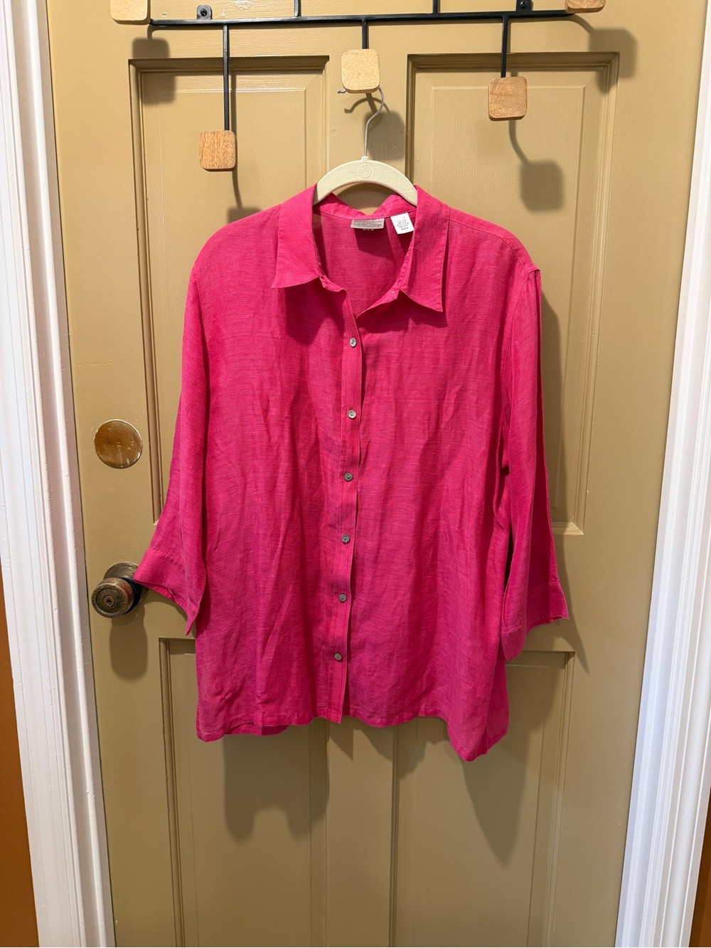 Chico's Vibrant Pink Button-Down Linen and Silk Shirt